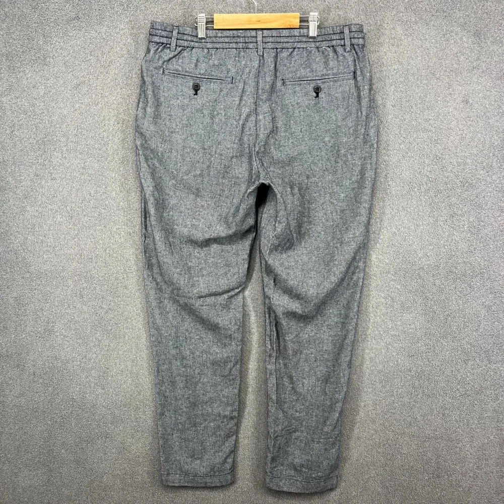 Banana Republic Athletic Pants Mens 34x32 Grey Linen Cotton Drawstring Trousers